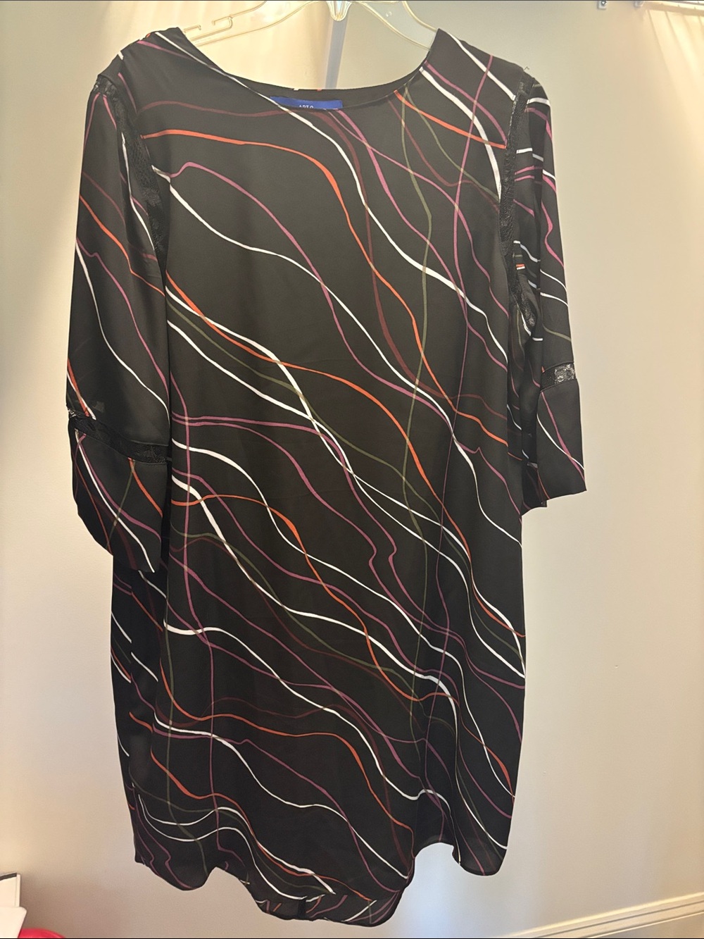 Apt. 9 Black Midi Dress with Multicolor Wavy Stripes